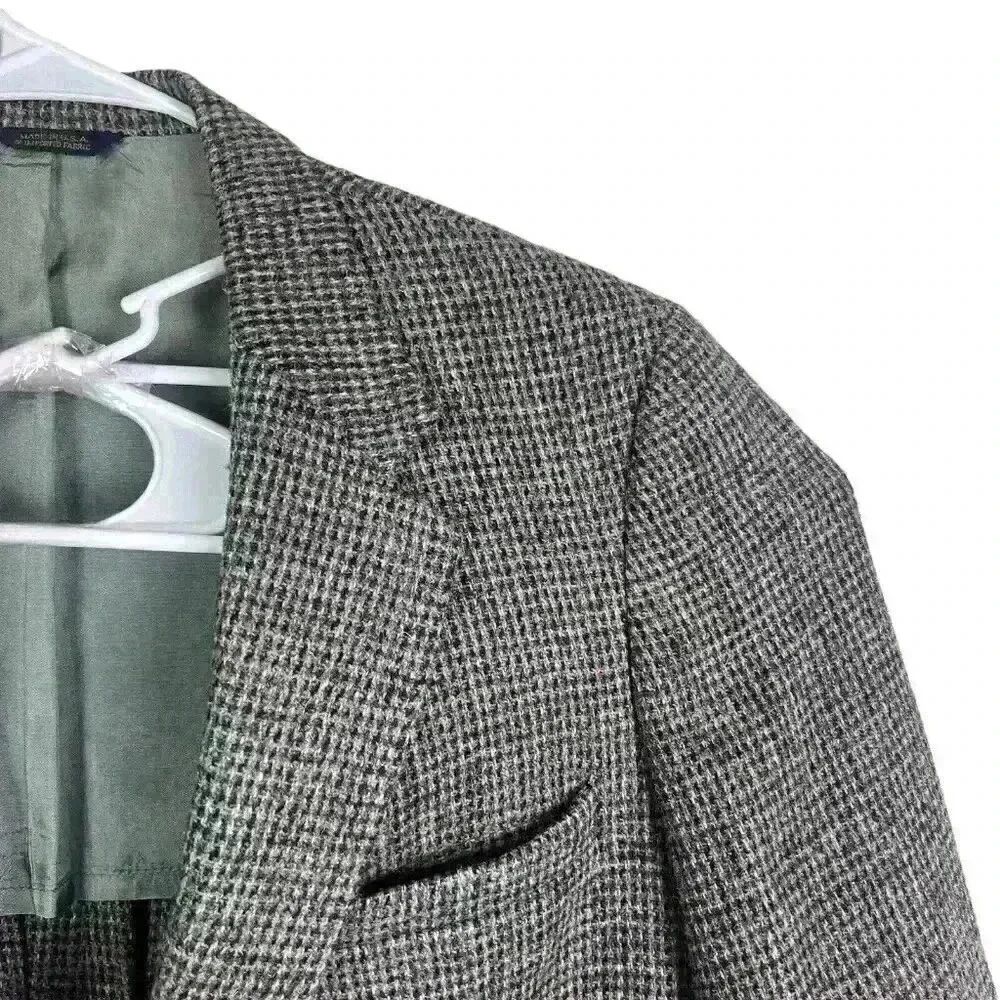 Vintage 44R‎ Classic Harris Tweed 100% Wool Gray Blazer Sport Coat Jacket USA